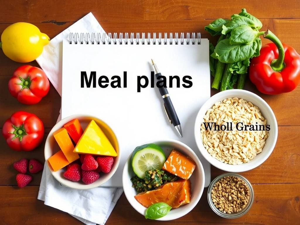 Un piano alimentare ben organizzato con ingredienti freschi, rappresentante la personalizzazione