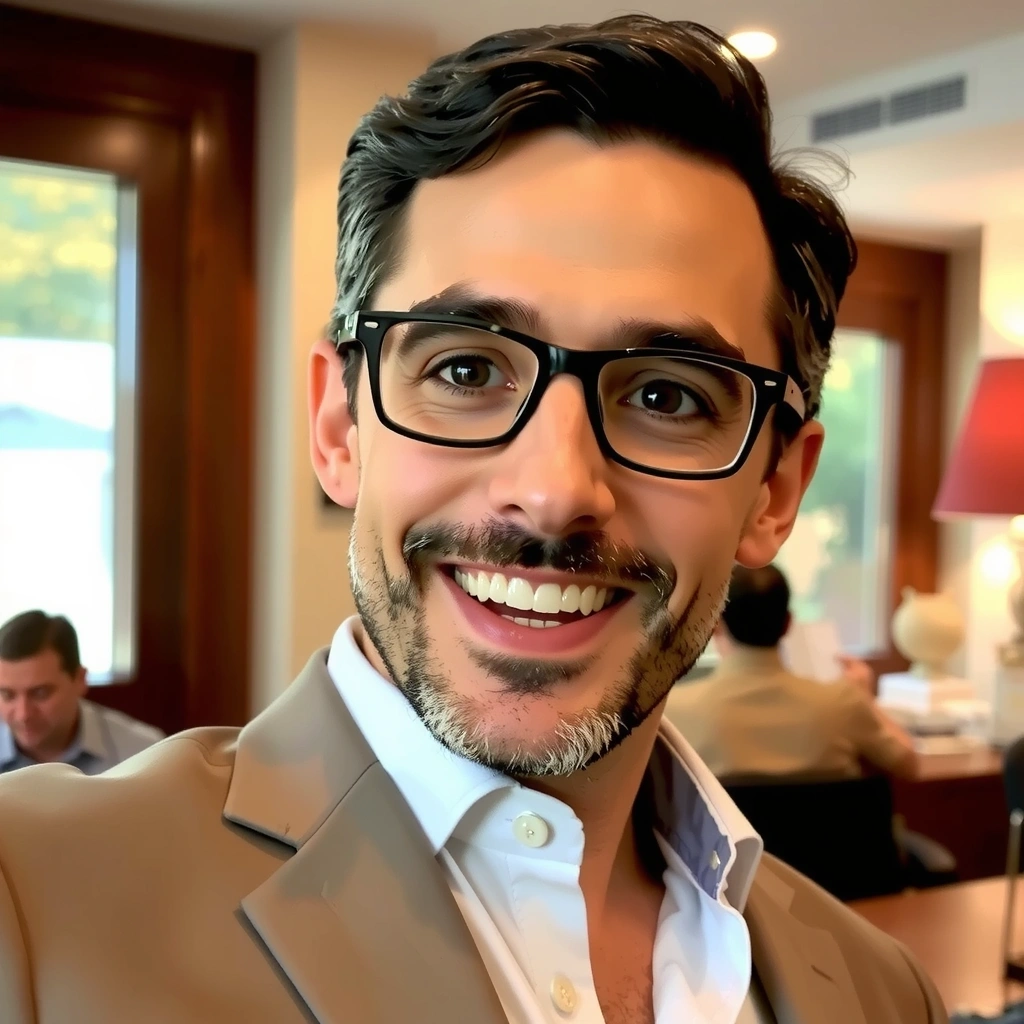 Ritratto sorridente di Giovanni Neri, un uomo di circa 30 anni con barba curata e sguardo energico